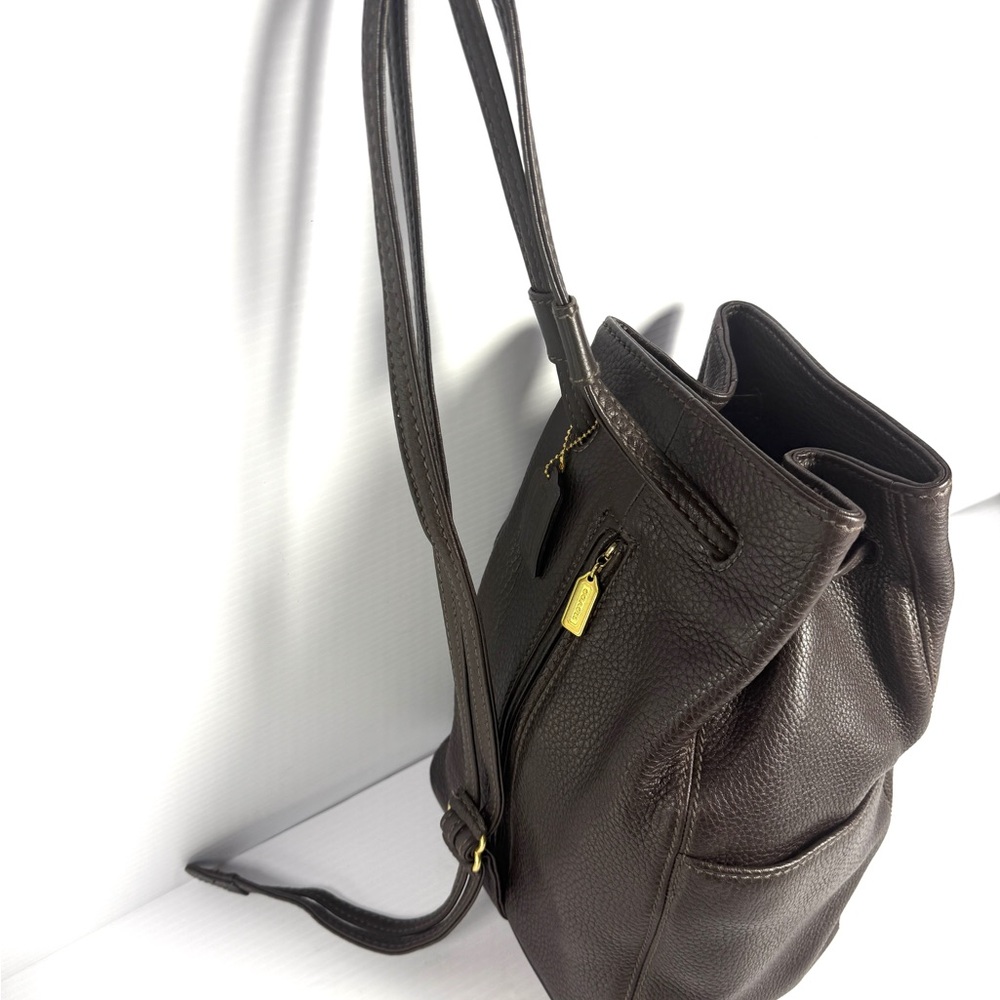 Coach Brown Pebble Leather Backpack - Picture 3 of 11